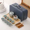 Horno Ru Caqui Ruyi Tetera de Mano Set de Té de Viaje con Tetera de Cerámica Agrietada Logo del Set de Té de Viaje Disponible