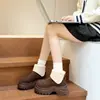 Botas de neve femininas com sola grossa para aumentar a altura, novo modelo outono e inverno 2026, com fleece e espessura adicionados, versáteis, antiderrapantes, botas quentes de algodão
