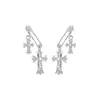 Pendientes de Broche con Forma de Cruz Dulce y Frescos con Diamantes para Mujer, Diseño de Nicho, Pendientes Elegantes, Pendientes de Lujo Ligero de Alta Gama
