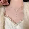 Collar de Acero de Titanio con Lazo Lujo Accesible Diseño de Nicho Ins Tendencia Versátil Elegante Cadena para Clavícula con Borla de Perla