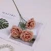 Flores Artificiais com 3 Cabeças, Rosas Diamante, Flores de Seda para Decoração de Casa, Buquês para Mesa de Centro da Sala de Estar, Decorações de Mesa de Jantar, Cenário de Flores Artificiais para Casamento