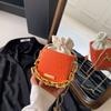 Bolsa Saco com Cordão e Corrente Fashion, Bolsa de Mão Texturizada, Bolsa Quadrada Pequena, Novo Modelo 2026, Bolsa de Ombro Único Transversal para Mulheres