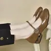 Sapatos Mary Jane de Boca Rasa e Fundo Plano para Mulheres Verão Novo Couro Macio Fivela Única Bico Redondo Sapatilhas Salto Baixo Confortáveis Sapatos Femininos Artesanais