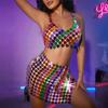 Ins2025 Sitio Web Independiente Europeo y Americano Amazon Acrílico Color Sólido Patchwork Disfraz Sexy para Club Nocturno para Mujeres Lbz20126