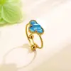Anel de Trevo de Quatro Folhas Popular Não Desbota Moda Transfronteiriça Simples e Versátil Aço Titânio 18K Ajustável Aberto para Mulheres