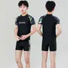 Traje de baño de dos piezas Nabeimei estilo 2026 para adolescentes, traje de baño de color liso para estudiantes de secundaria y preparatoria, entrenamiento de natación
