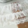 Encaje Ancho de 12 cm Chifón Engrosado Doble Capa Plisado Puño Fruncido Vestido de Muñeca Dobladillo de Falda Larga Adornos