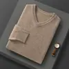 Suéter de Lana Engrosado Otoño e Invierno para Hombre Tallas Grandes Cuello en V Tejido Holgado Versátil para Edad Media Suéter de Lana Manga Larga