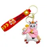 Ano Novo Estilo Chinês Ano do Cavalo Dança do Leão Panda Chaveiro Boneca Pingente Chaveiro de Carro Decoração de Bolsa Presente Atacado
