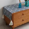 Tela para Cubrir Gabinete de TV y Mesa de Café de Algodón y Lino Estilo Japonés Caminero de Mesa Largo Tela Protectora para Muebles Tela Decorativa con Borlas en las Cuatro Esquinas