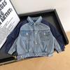 Fengzhigu 2024 nova coleção primavera cedo roupas infantis crianças estilo coreano bonito retalhos Jaqueta jeans meninos primavera e outono moderno estilo legal