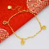 Tornozeleira de Moda Dourado Areia Vietnamita Latão Banhado a Ouro 24K Sino Camada Dupla Giratório & Contas de Transporte Tornozeleira Feminina Exportação Moeda Europeia Dourado