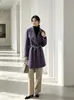 Elegante abrigo de lana de longitud media con cordones estilo francés, top de invierno adelgazante, abrigo de lana de doble cara holgado engrosado