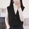 Cárdigan de punto de algodón puro para mujer, chaleco nuevo de punto con cuello en V para otoño e invierno 2026, chaqueta suéter sin mangas