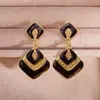 Pendientes de Goteo de Aceite con Forma de Rombo Doble de Estilo de Nicho Popular Transfronterizos con un Toque de Lujo, Textura Versátil, Pendientes de Forma Geométrica al por Mayor