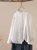 Camisa estilo Mori girl japonés con estampado floral y cuello de encaje, top juvenil y artístico de manga larga holgado para mujer, camisa de moda de doble capa de gasa de algodón de manga larga