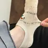 Meias Femininas de Cano Curto Padrão Fair Isle Desenho Animado, Finas de Verão, Respiráveis, com Estampa de Cachorro Fofo, Antiderrapantes, Versáteis para Mulheres