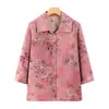 Ropa para mujeres de mediana edad y mayores, camisa estampada de verano de manga tres cuartos con cuello camisero, tops de nuevo estilo, ropa de abuela, talla grande
