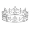 Coroa Redonda de Cristal Europeia e Americana Transfronteiriça Bola Coroa de Príncipe Tiara Coroa Festa Aniversário Par Decoração Pronta Venda Direta de Fábrica