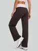 Calça Reta de Cintura Alta com Cordão Juyitang para Mulheres, Calça Esportiva Casual de Verão com Blocos de Cor, Elástica e Modeladora