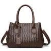 Bolso Tote Grande de Moda y Texturizado para Mujer, Bolso de Hombro Nuevo con Patrón Tejido Retro, Bolso de Mano para Viaje