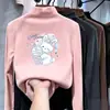 Camada base infantil de gola alta parcial, camiseta quente de manga comprida com forro de fleece para outono e inverno, para meninas e crianças mais velhas, feita de fleece alemão, adequada como camada interna para o outono