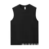 Camiseta de Algodão Pesado 210g Sem Manga Masculina Estilo Hong Kong Moda de Rua Top Oversized Estilo Coreano Caimento Solto Ombro Caído Sem Manga