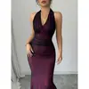 2025 Nuevo Más Vendido Transfronterizo Amazon Exportación Vestido de Malla Larga sin Espalda Cuello en V Vestido para Mujer Vestido