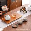 Posavasos de Aleación de Plata Antigua China, Posavasos de Bambú, Aislamiento Térmico, Soporte para Taza de Té, Platillo, Accesorios para Juego de Té Kung Fu con Estante de Almacenamiento