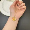 Cadena para Clavícula de Oro Arena Vietnamita Estilo Palacio Retro Flor de Durazno Ruyi Candado Collar Joyería Versátil de Gama Alta para Mujer