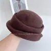 Gorro suave de punto estilo francés retro para mujer, sombrero de pescador cálido para otoño e invierno, sombrero tipo cubo con ala enrollada estilo japonés, sombrero tipo cubo con copa cóncava, moderno