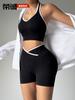 Conjunto de Roupas de Yoga de Secagem Rápida para Esportes ao Ar Livre Feminino Shorts de Ciclismo para Yoga Roupa Fitness Regata Fitness Roupa Esportiva