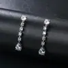 Brincos de Noiva Redondos de Cobre Gota d'Água Zircônia Aaa Luxo Leve E-commerce Transfronteiriço Borla Brincos Longos Pinos de Orelha Brincos de Tachinha