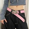 Cinturón Rosa Barbie Mariposa para Mujer Simple Color Puro Combinación Jeans Decorativo Spice Girls Cinturón de Gama Alta Ins