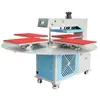 Máquina rotativa pneumático-hidráulica de quatro estações para estamparia de vestuário, máquina de transferência térmica totalmente automática para imprimir estampas e aplicar strass
