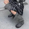 Botas Chuyuji de diseño de nicho estilo coreano para pantorrilla ancha, modelo nuevo primavera-verano 2026, punta redonda, caña alta, efecto adelgazante