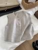 Chaleco de Punto Coreano Maillard para Mujer Dongdaemun Cuello Redondo Cárdigan Holgado de Punto de Botón Único Chaleco Suéter Apilado