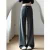 Pantalones de Maternidad Negros Cintura Alta Cordón Primavera y Otoño 2025 Pantalones Deportivos Casuales de Maternidad Pierna Ancha de Aspecto Adelgazante Suelto para Personas Bajas