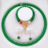Emerald mulheres novo colar Jasper conjunto mãe corrente pulseira ao vivo de três peças uma geração de pulseira de cabelo