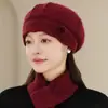 Estilo Novo de Inverno Chapéu para Mãe de Meia-Idade e Idosa Chapéu Boina Quente de Pelo de Coelho da Moda Chapéu de Lã Tricô Espesso com Forro de Veludo para Mulheres