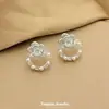 Brincos Argola Flor de Zircônia Microincrustada Elegantes e Sofisticados com Pérola, Novo Estilo 2026, Brincos Delicados e Únicos