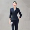 Conjunto de Traje de Doble Botonadura Color Albaricoque para Mujer, de Primavera y Otoño, Estilo OL Profesional, Ropa Formal de Trabajo para Salón de Belleza y Recepción de Hotel