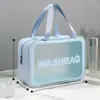 Bolsa de Higiene Pessoal Portátil Transparente Fosca à Prova d'Água Espessa de Grande Capacidade Estilo Coreano Saco de Maquiagem à Prova de Poeira