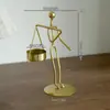 Adorno de Candelabro de Hierro Forjado Estilo Europeo Decoración Creativa para Sala de Estar Portavelas Prop para Cena Romántica a la Luz de Velas en Restaurante