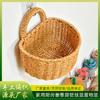 Cesta de almacenamiento para cebolla, jengibre y ajo tejida a mano para cocina, cesta de almacenamiento montada en la pared trasera del baño, cesta de pared, cesta de imitación de ratán