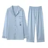 Conjunto de Pijama de Manga Larga de Algodón Puro para Hombre de Primavera y Otoño, Conjunto de Ropa para Casa con Dibujos Animados para Adolescente Estudiante de Secundaria