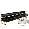 Barbería de Celebridad de Internet Sofá Silla de Espera Salón de Peluquería Luz Especial Lujo Salón de Peluquería Área de Descanso Silla Sofá Larga de Acero Inoxidable