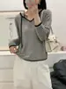 Suéter de malha casual com capuz listrado de lã fina estilo coreano, novo para outono, de manga longa, para mulheres