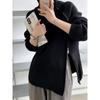 Suéter de cuello alto con cremallera oblicua de doble cabeza con sentido del diseño de moda Luxi para mujer, suéter casual holgado de otoño e invierno ss235