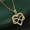 Joia popular transfronteiriça da Amazon colar com pingente elegante doce amor ao redor corrente de clavícula feminina com zircônia incrustada em cobre